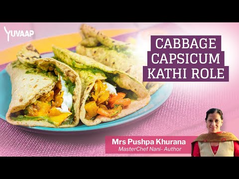 काठी रोल - Cabbage Capsicum Kathi Roll | Keto Veg Frankie Roll Recipe for Breakfast