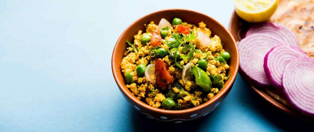 Tofu Bhurji Recipe - Vegan Indian Scrambled Tofu with spices and vegetables